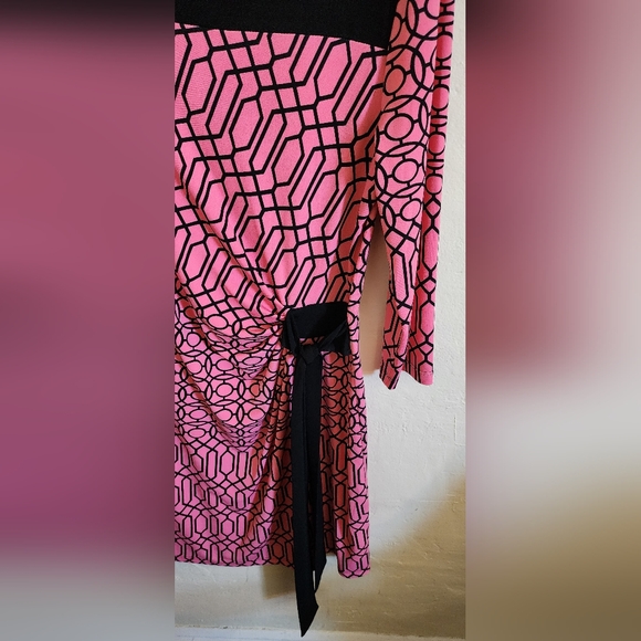 Geometric Pink and Black Dress - Picture 4 of 10